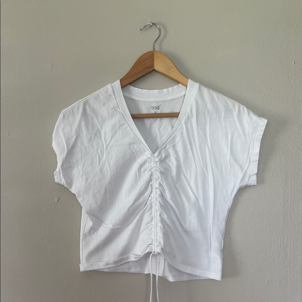 DSG White V-Neck Ruched top small